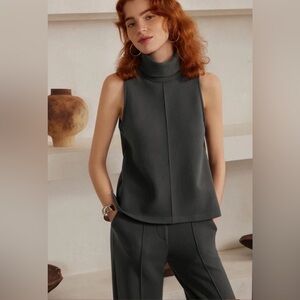 OGL Sleeveless Mock Neck Top Charcoal